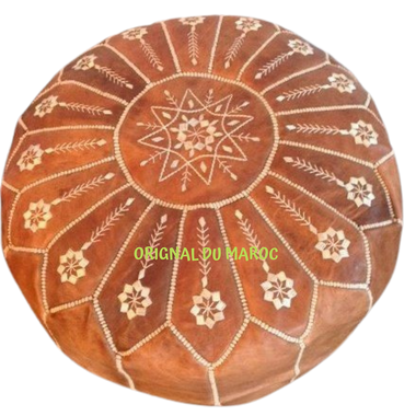 Pouf Asdad en cuir véritable