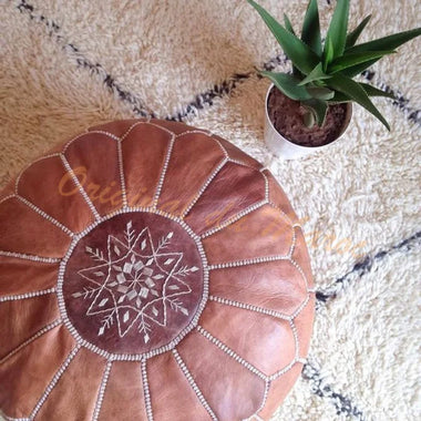 Pouf Azrou en cuir véritable